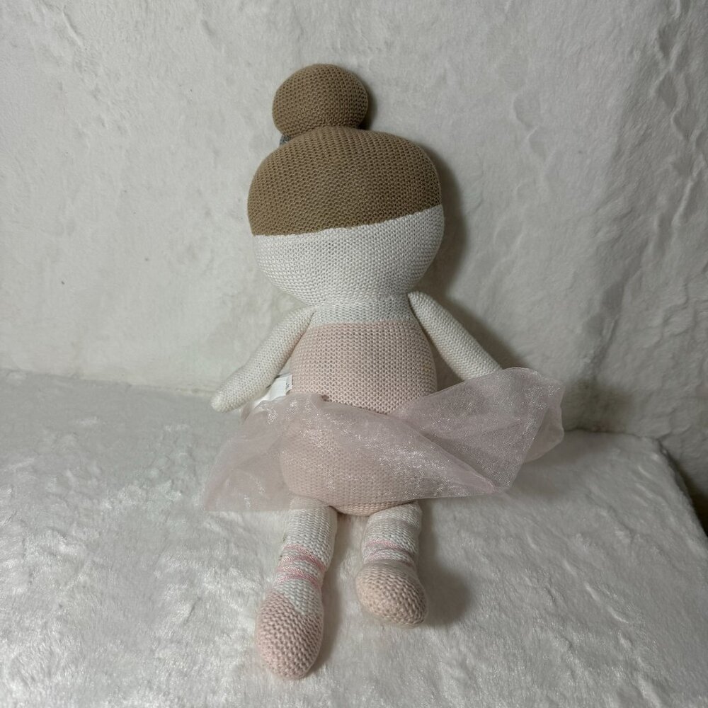 Living Textiles Australia Emma Ballerina Knitted Plush Toy Rattle Doll - Picture 2 of 5